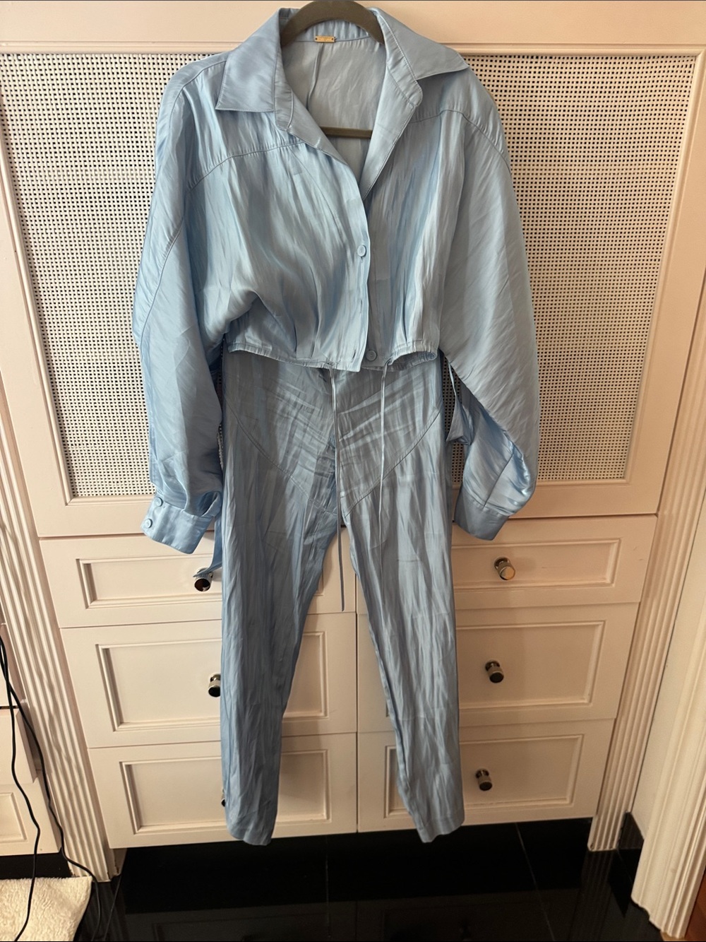 Cult Gaia Light Blue Set- Relaxed Collar Button Front